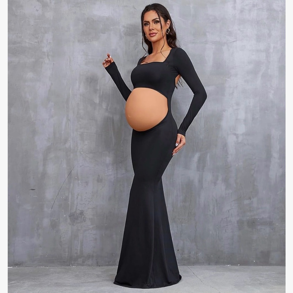 Maternity Black Long Sleeve Maternity Dress